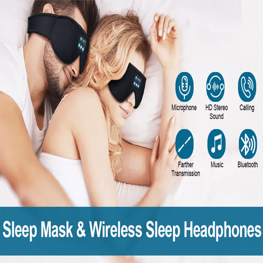 Uppladdningsbar Bluetooth Ögonmask med HD-högtalare - 3D Sovhörlurar med Autoavstängning | Trådlös Bluetooth 5.0, 10h Speltid, Tvättbar & Perfekt för Sidosovare